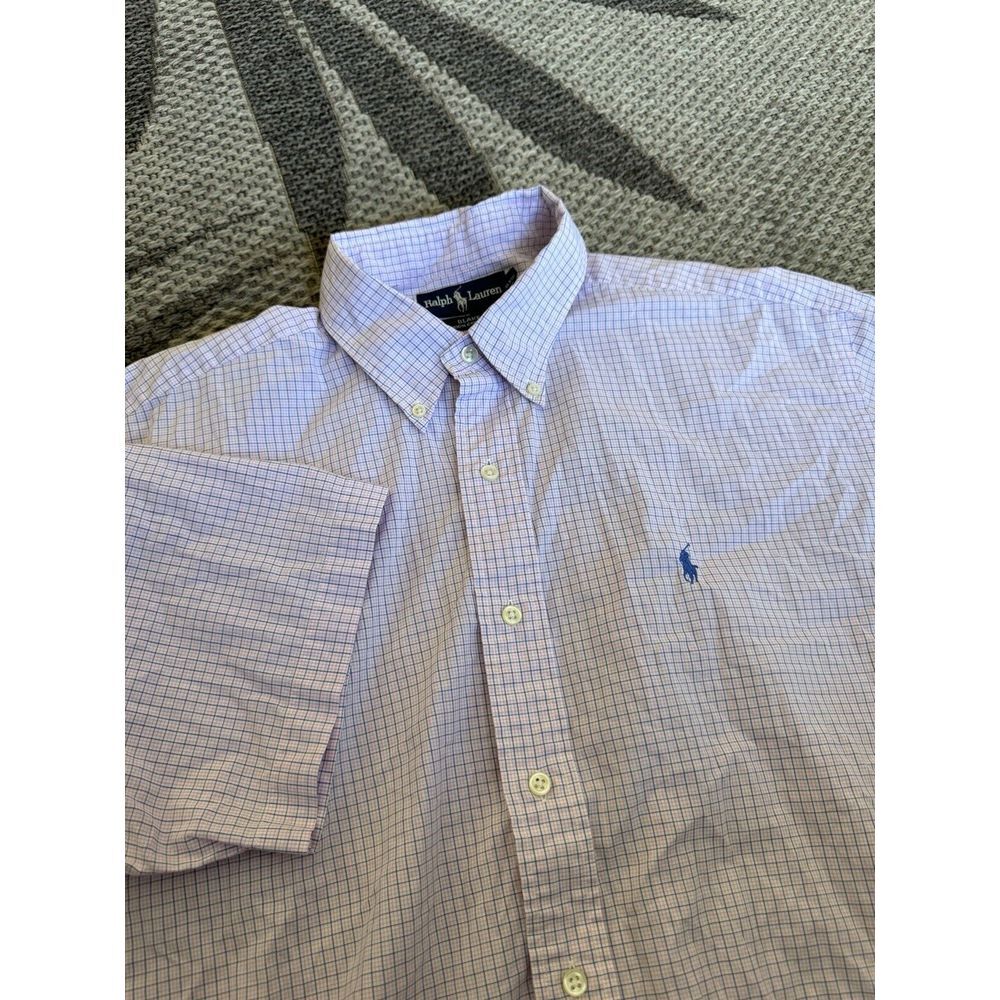 Ralph Lauren Blake Oxford Shirt Men's L pink‎ Check Short Sleeve Button Down